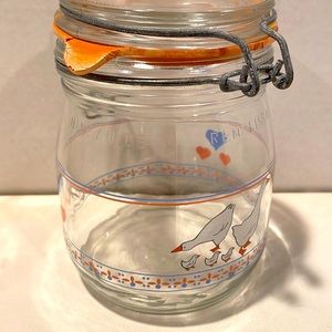 Arc Vintage French Provincial Glass Lidded bale-wire Jar